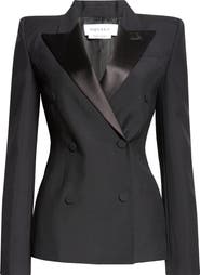 McQueen Stacked Shoulder Wool & Mohair Blazer