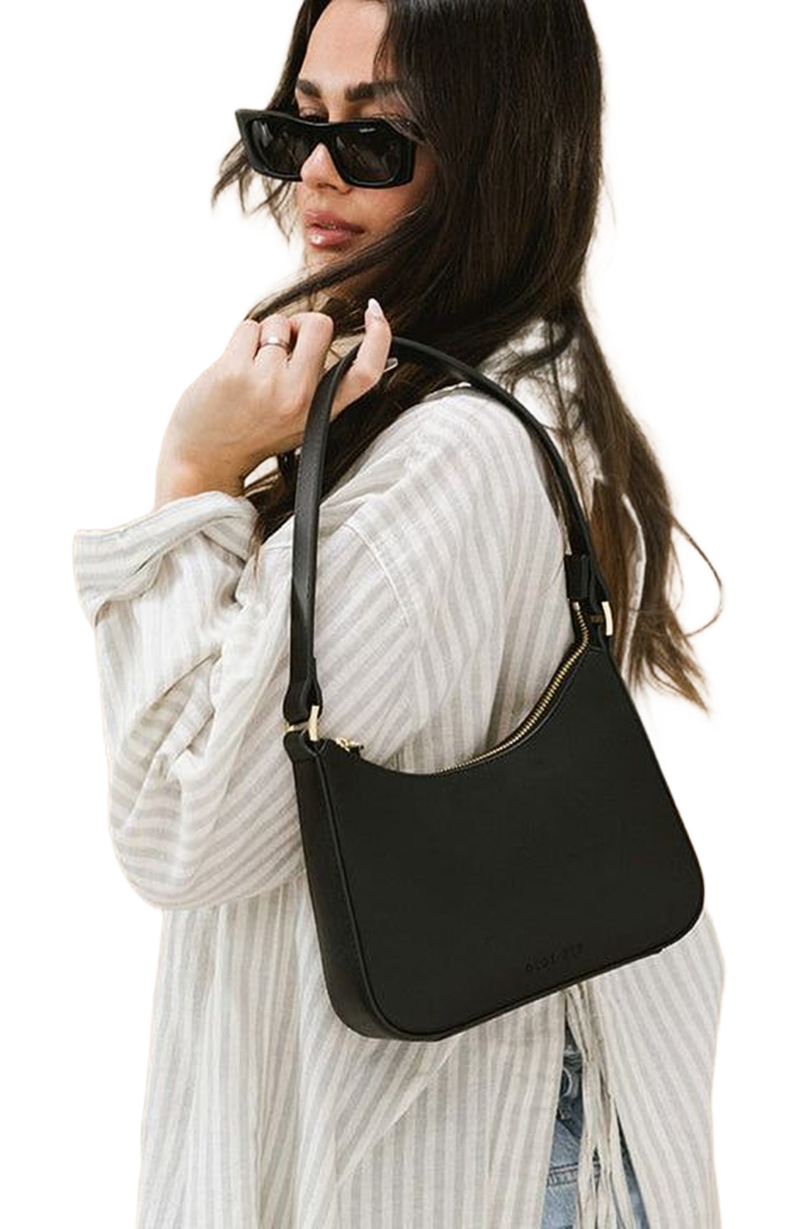 Gigi Pip Lyra Classic Genuine Leather Handbag, Alternate, color, Black