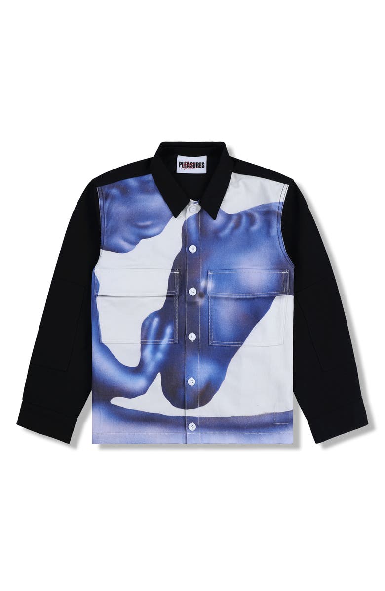 PLEASURES x Austin Lee Horse Graphic Denim Shirt Jacket, Alternate, color, 