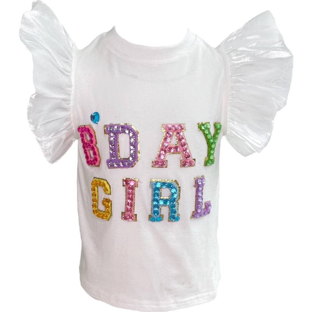Lola + The Boys Birthday Girl Gem Ruffle Shirt in White  product