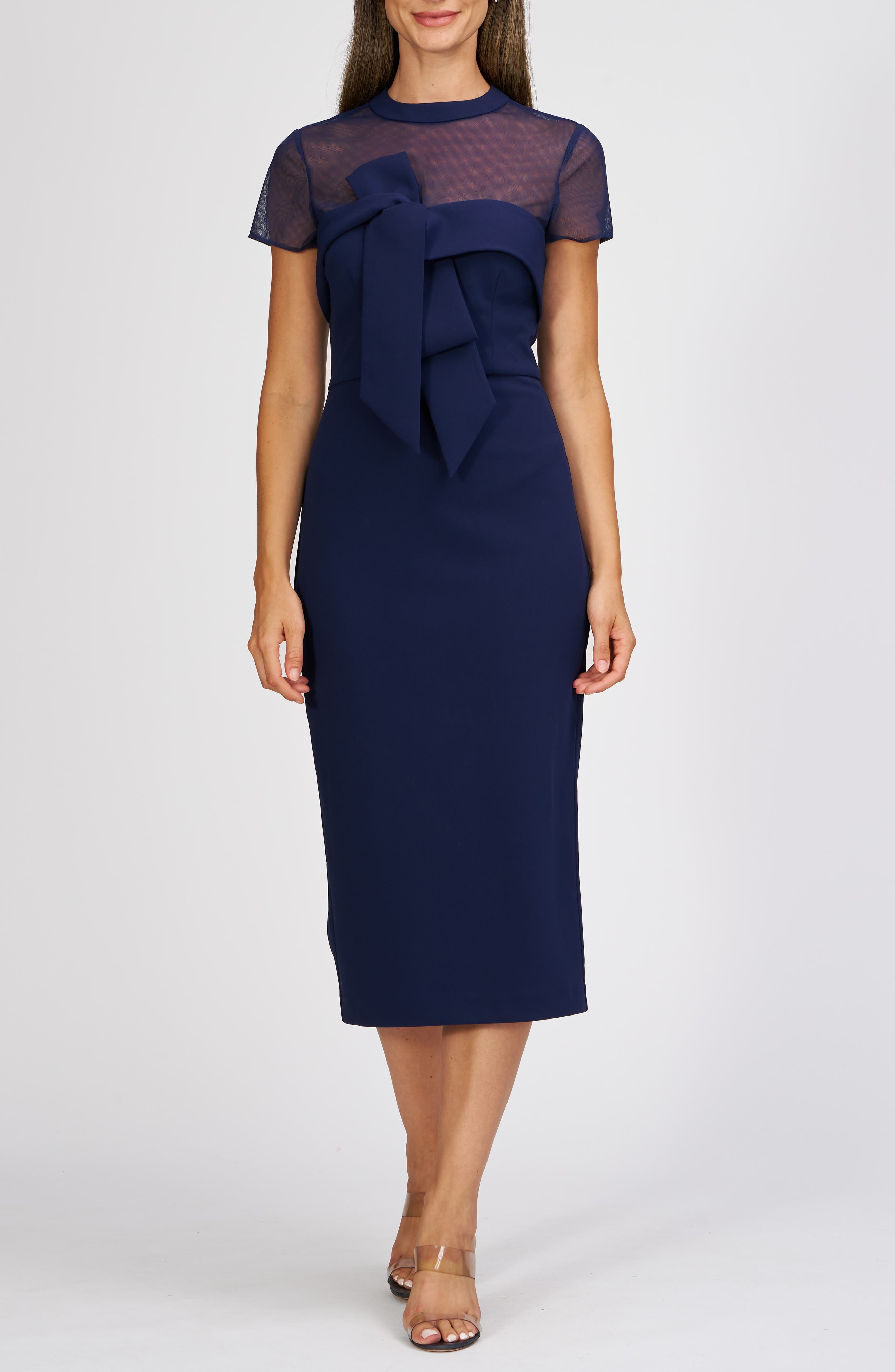 JS Collections Roselle Bow Detail Cocktail Midi Dress