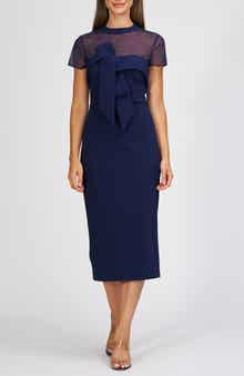 JS Collections Roselle Bow Detail Cocktail Midi Dress
