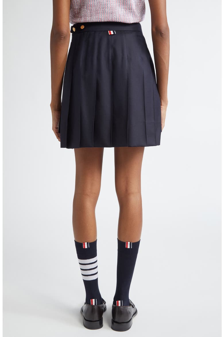 Drop Back Pleated Wool Miniskirt, Alternate, color, NAVY