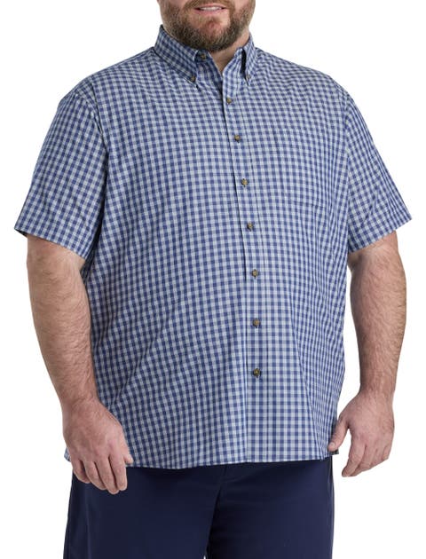 Big & Tall Easy-Care Small Plaid Sport Shirt