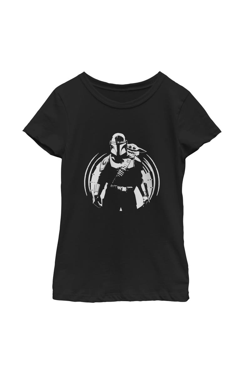Star Wars: The Mandalorian and Grogu Girl's Star Wars The Mandalorian and Grogu Black and White Sketch  Graphic T-Shirt, Main, color, Black