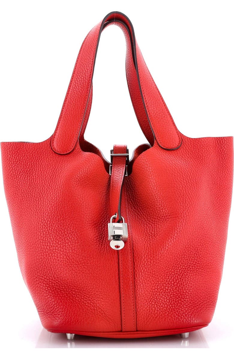 Pre-Owned Hermes Picotin Lock Bag Clemence MM, Main, color, Rouge Tomate