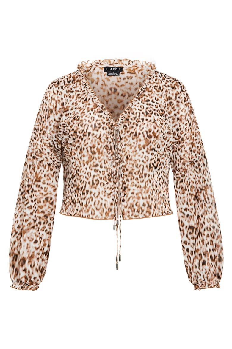 Corina Tie Front Top, Alternate, color, LIGHT LEOPARD