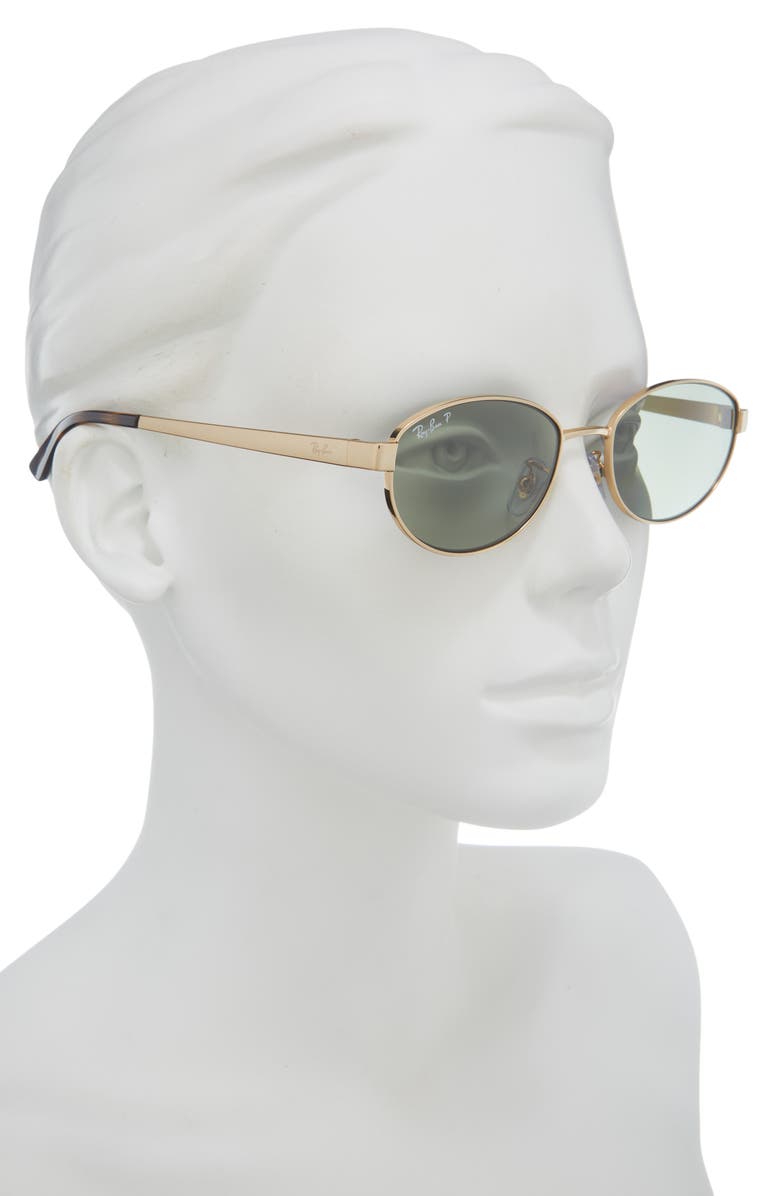Ray-Ban 55mm Polarized Oval Sunglasses, Alternate, color, Arista / Dark Green Polar