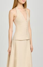 WAYF x Hannah Lovey Porter Capri Halter Neck Linen Blend Top