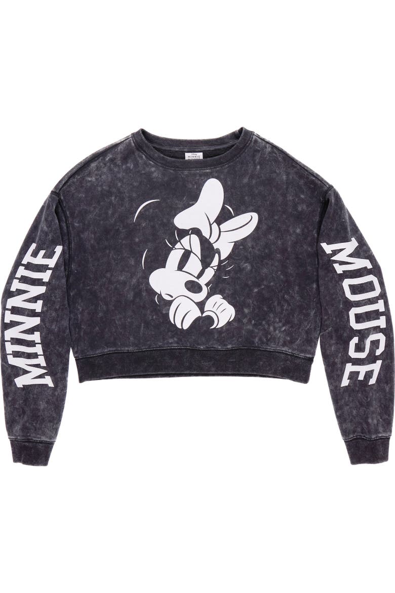 Minnie Mouse Mineral Wash French Terry Pullover Sweatshirt, Alternate, color, Washed Black Minnie