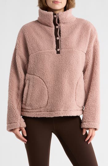 Z By Zella Aspen High Pile Fleece Pullover In Pink