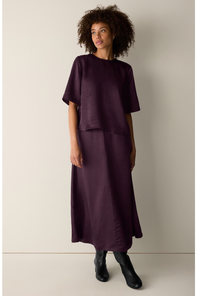 Round Neck Elbow Sleeve Top, Alternate, color, PURPLE CARROT