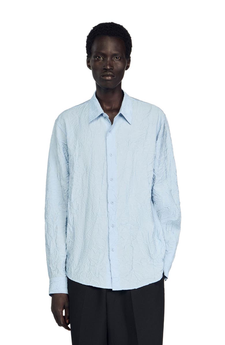 SANDRO Crinkled effect shirt, Alternate, color, Sky Blue