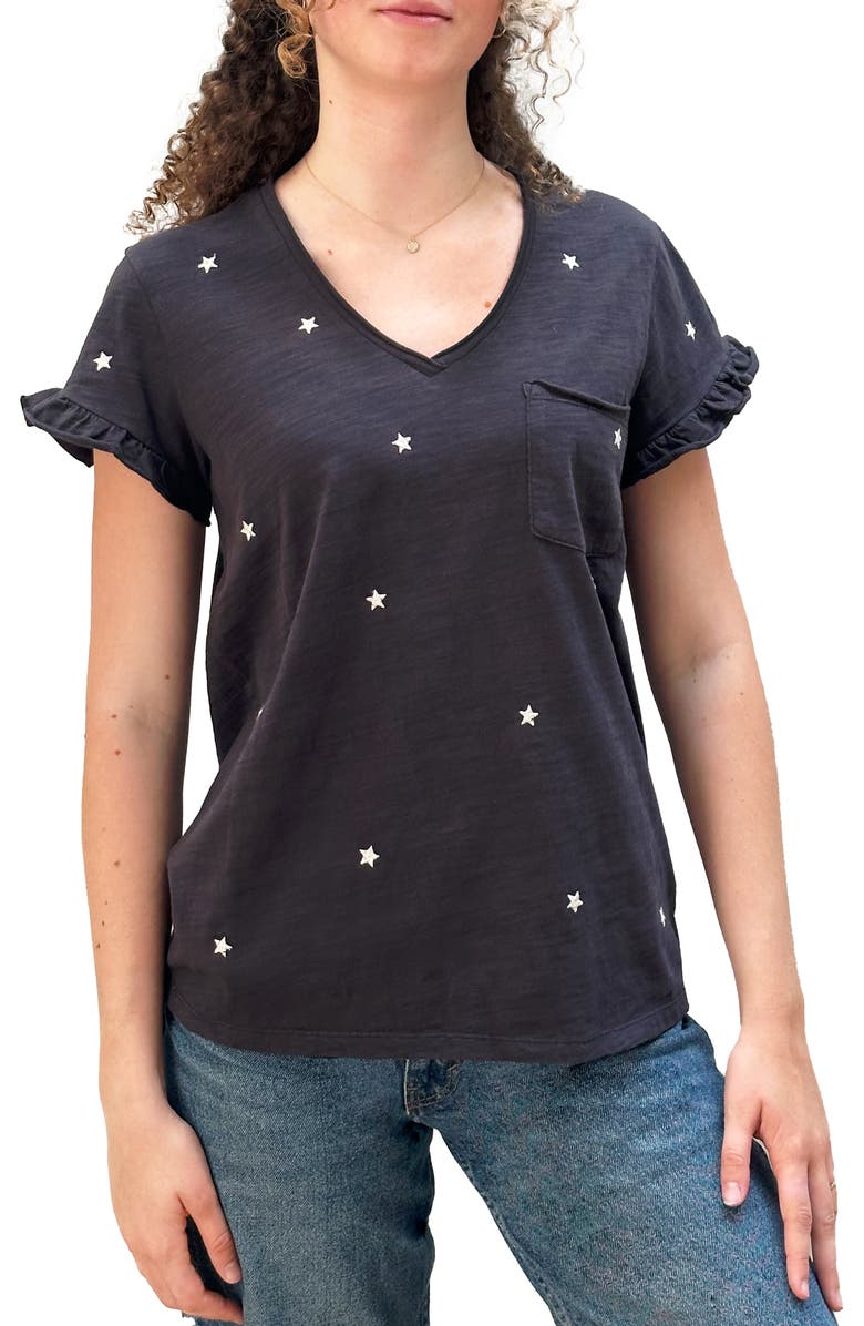 Billy T Embroidered Stars T-Shirt, Main, color, Washed Black