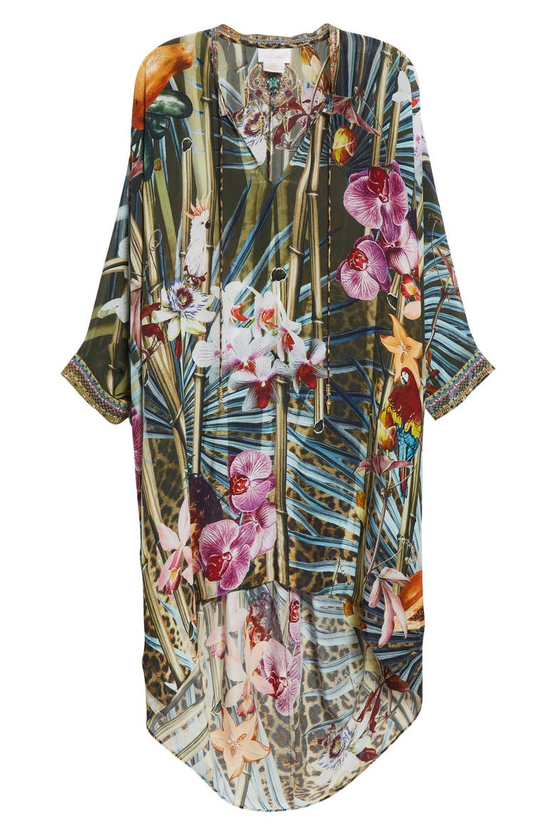 Passport to Paradise Tropical Print Silk Dress, Alternate, color, PASSPORT TO PARADISE