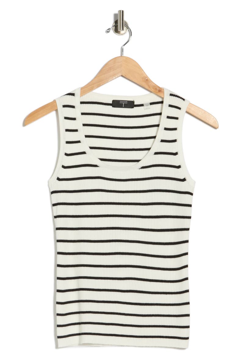 Stripe Scoop Neck Tank, Alternate, color, WHITE STAR/ BLACK