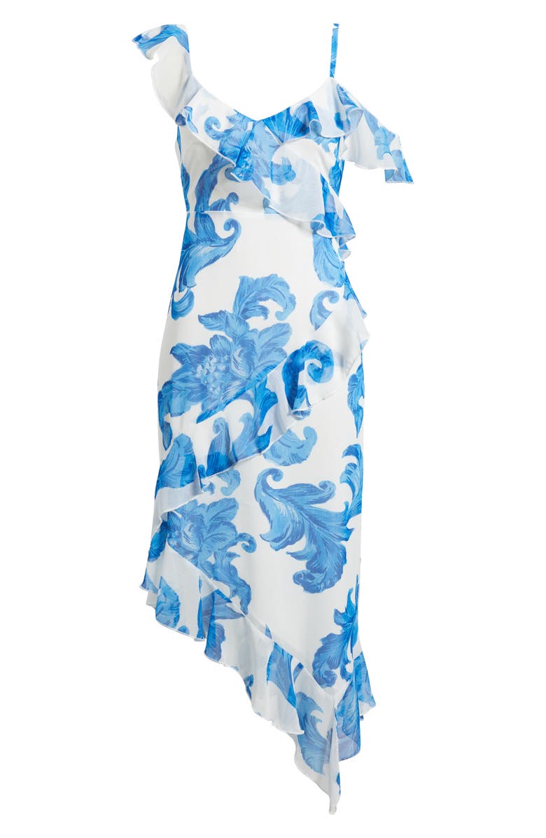 Sam Edelman Scroll Print Asymmetric Dress, Alternate, color, Blue/ White