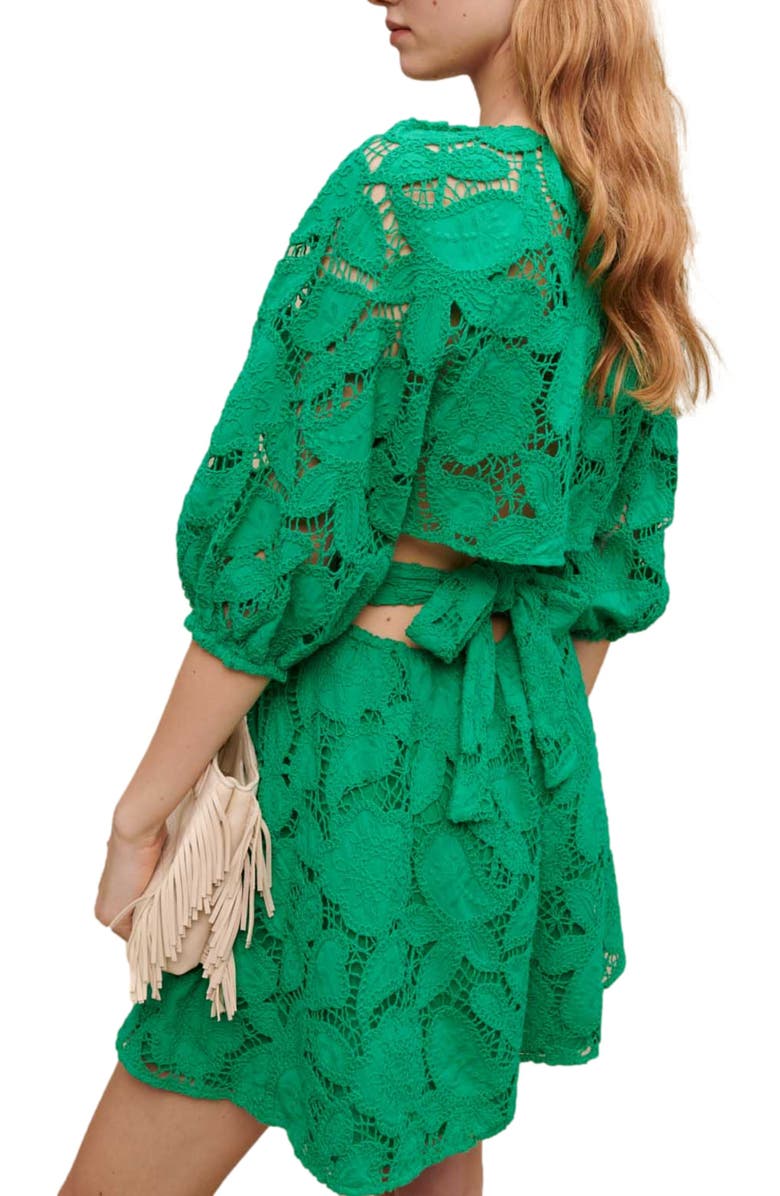 maje Rannick Lace Cutout Dress, Alternate, color, Vert