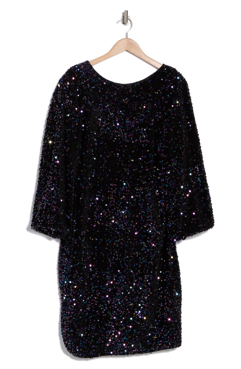 BY DESIGN Empire State II Sequin Long Sleeve Dress, Alternate, color, Black/ Multi