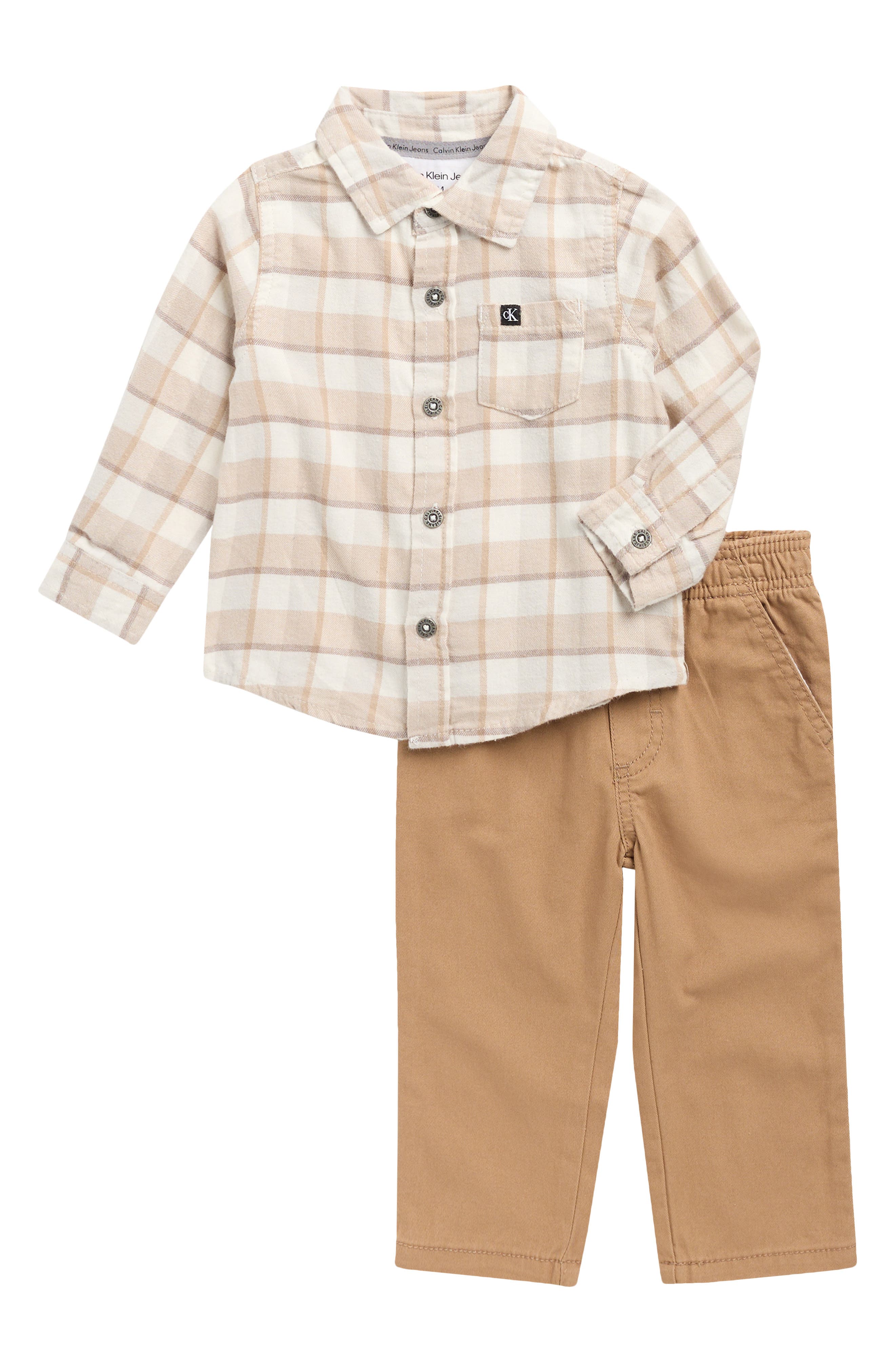 Calvin Klein Plaid Button-Up & Pants Set