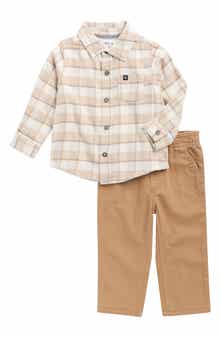 Calvin Klein Plaid Button-Up & Pants Set