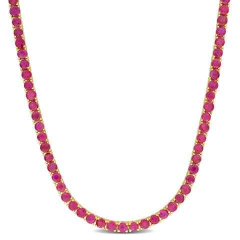 Gemstone Tennis Necklace 14k Gold