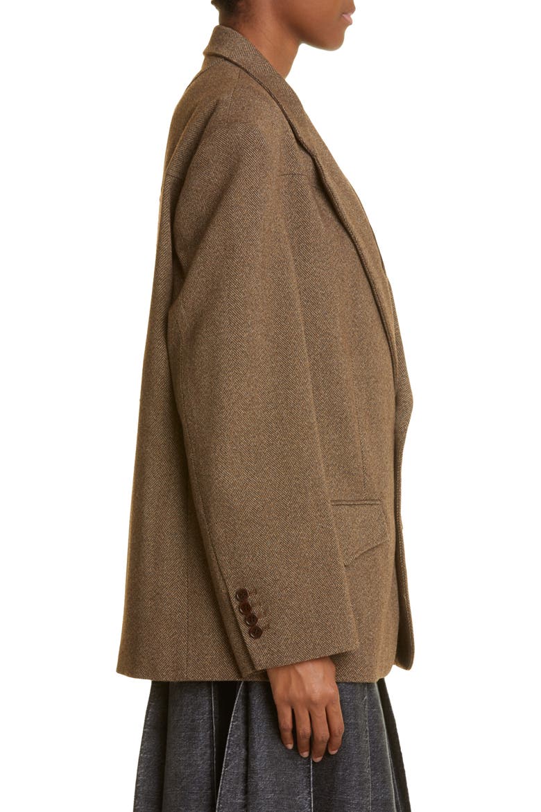 Gender Inclusive Roadhouse Herringbone Oversize Single Breasted Blazer, Alternate, color, BARK