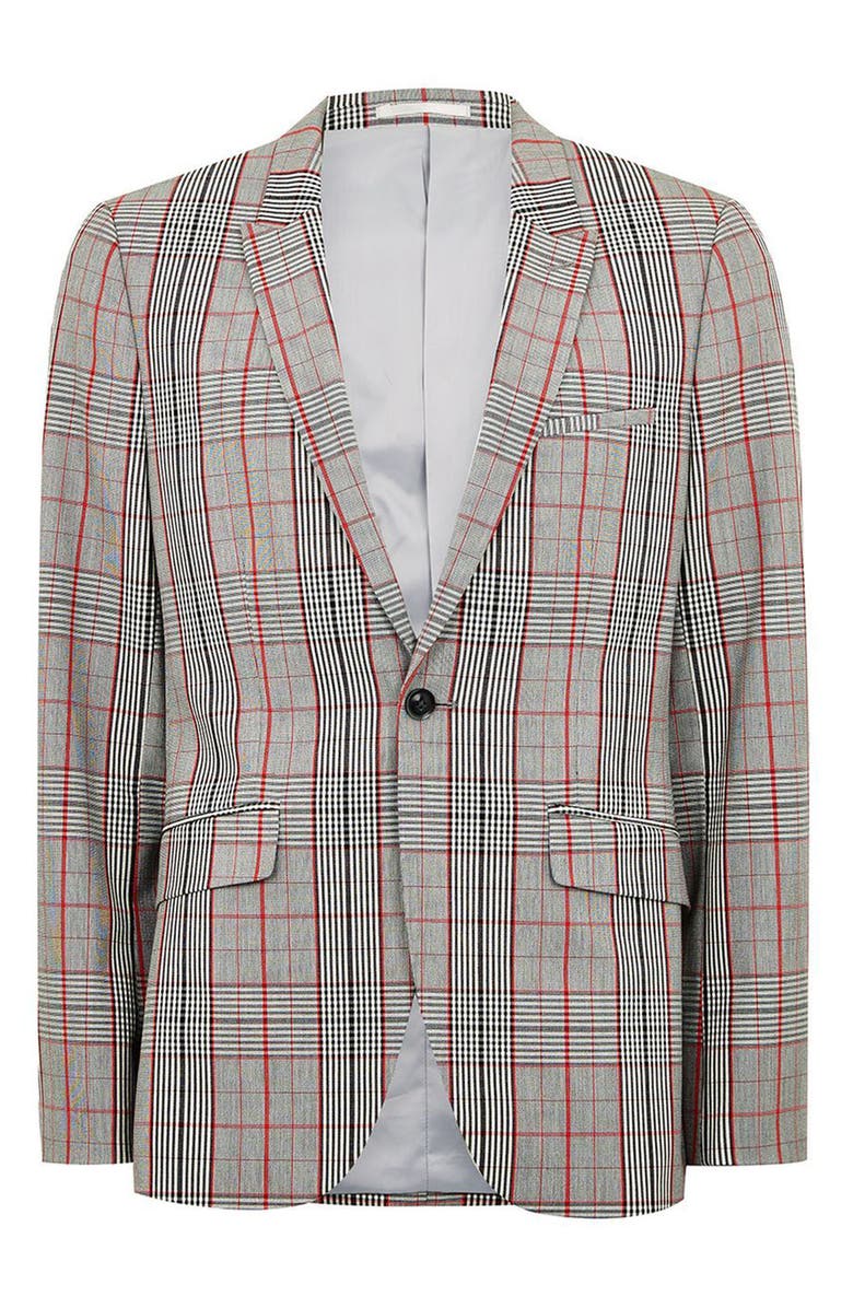Topman Muscle Fit Check Suit Jacket, Alternate, color,