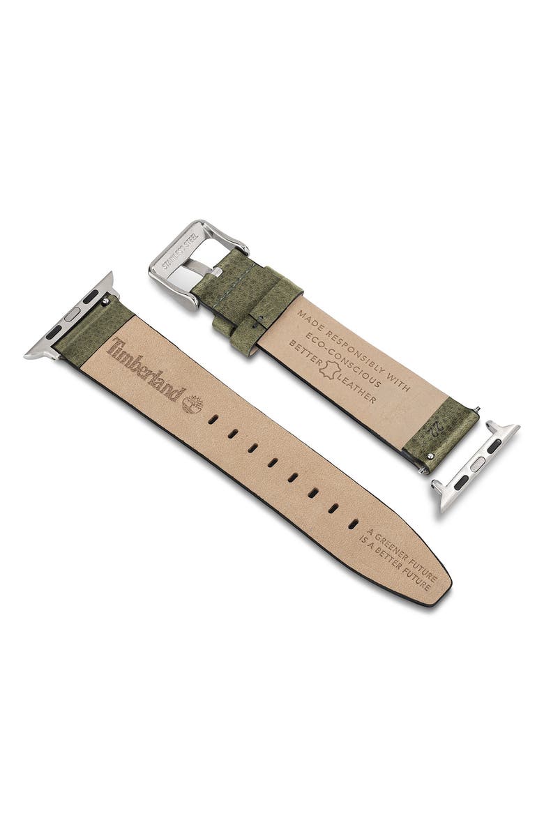 Timberland Barnesbrook Leather 22mm Smartwatch Watchband, Alternate, color, Camel