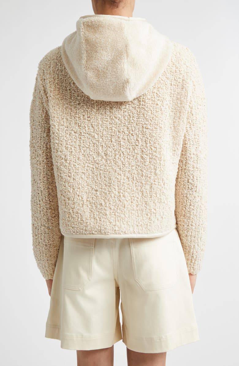Moncler Hooded Mixed Media Cardigan, Alternate, color, Ivory/ White