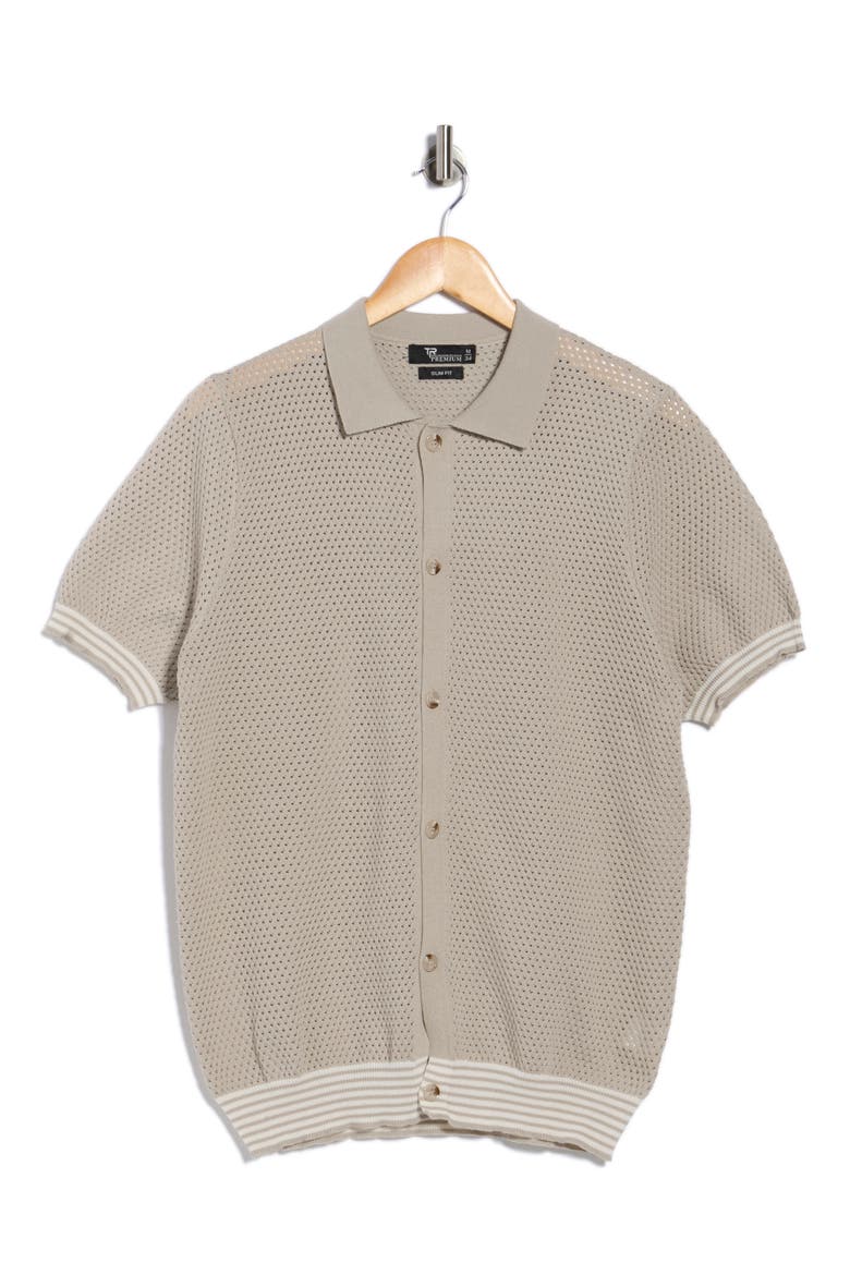 Textured Sweater Polo, Alternate, color, SAND