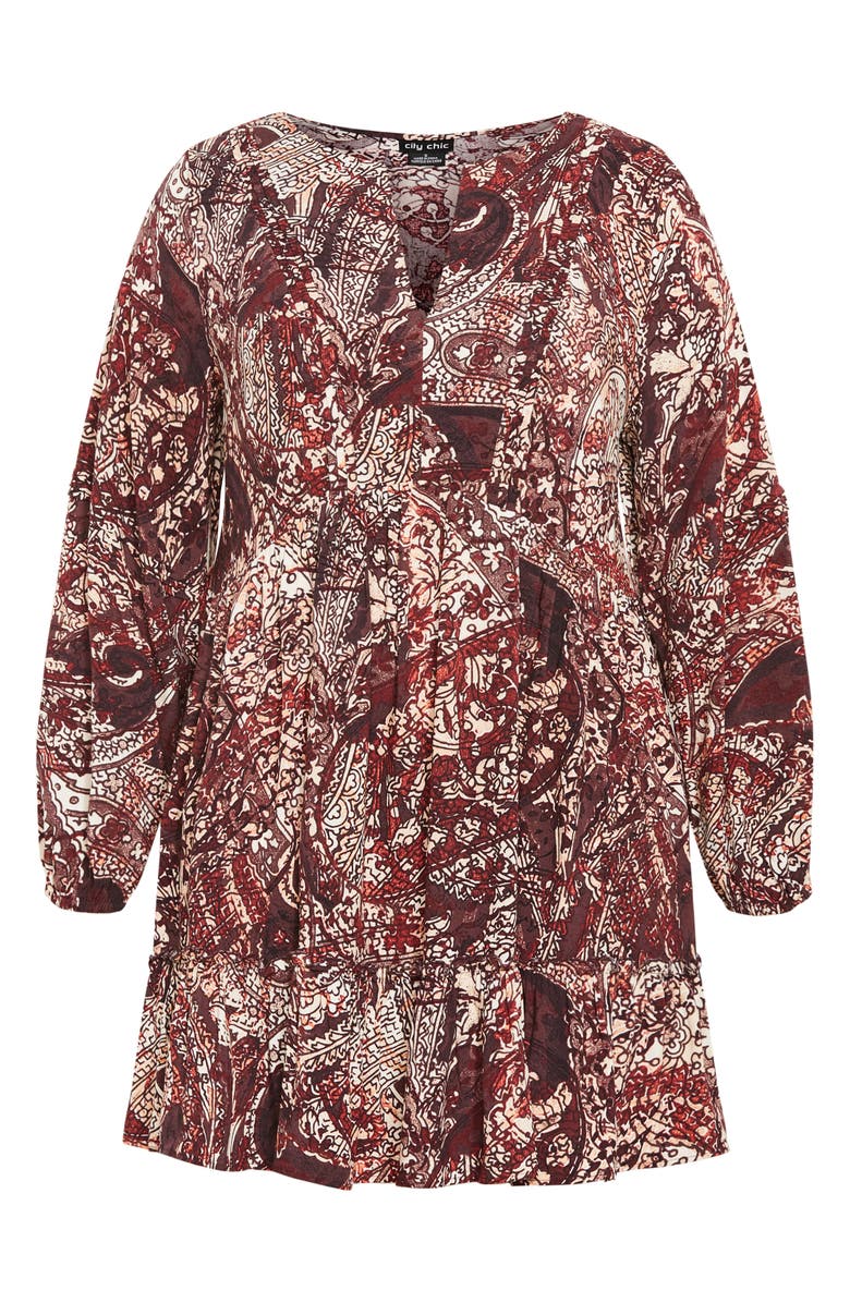 City Chic Alinda Paisley Bell Sleeve Dress, Alternate, color,