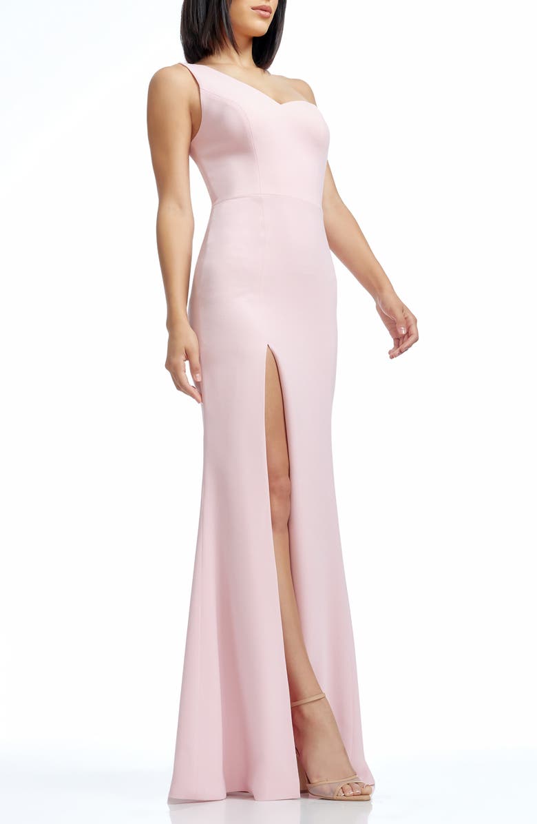 Dress the Population Magdalynn Asymmetric One Shoulder Mermaid Gown, Alternate, color, Vintage Pink