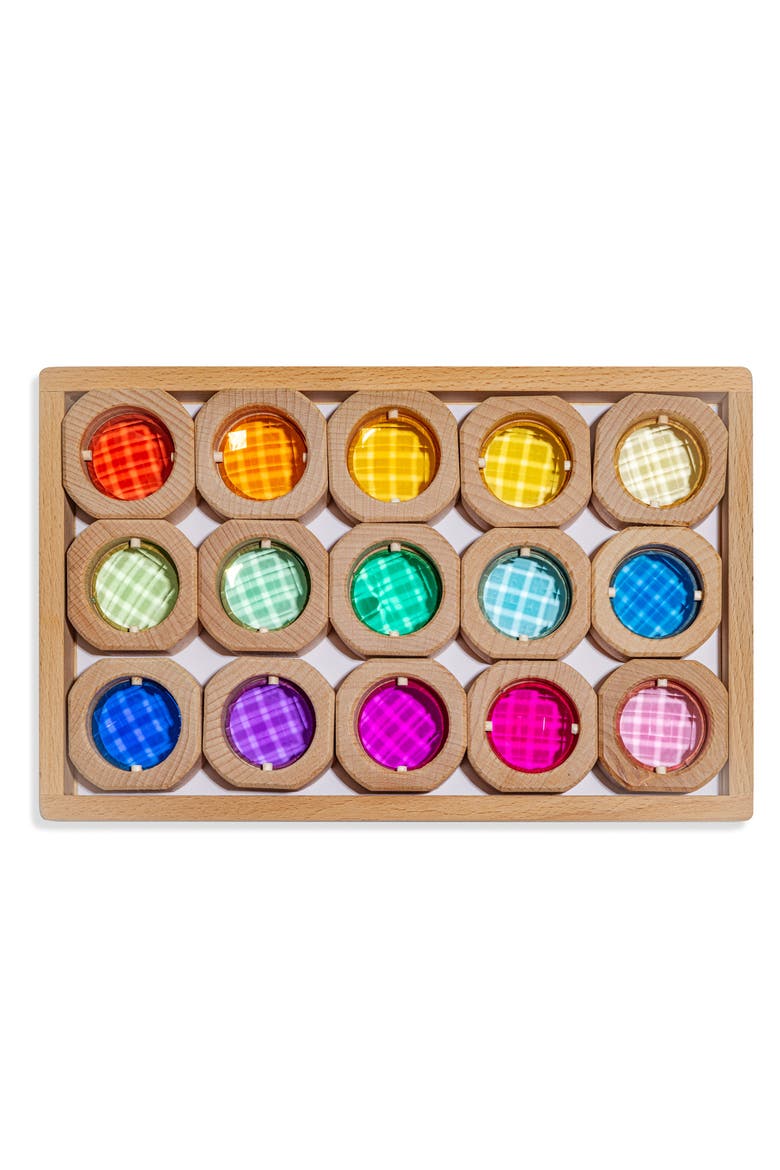 Lottie Wood & Acrylic Sensory Building Block Set - 15 Pieces, Main, color, Multicolor