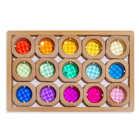 Lottie Wood & Acrylic Sensory Building Block Set - 15 Pieces