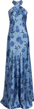 Sachin & Babi Laurant Floral Sleeveless Satin Crepe Gown
