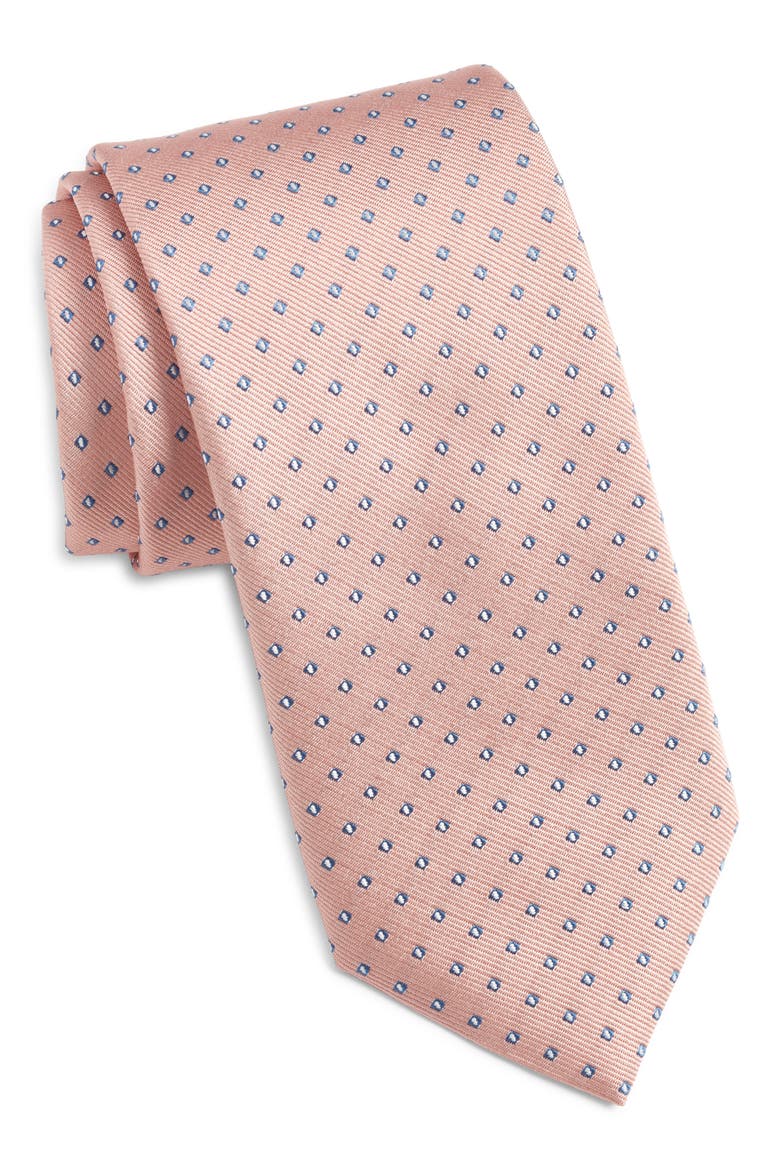 Micropattern Silk Blend Tie, Main, color, LT PAST/PK