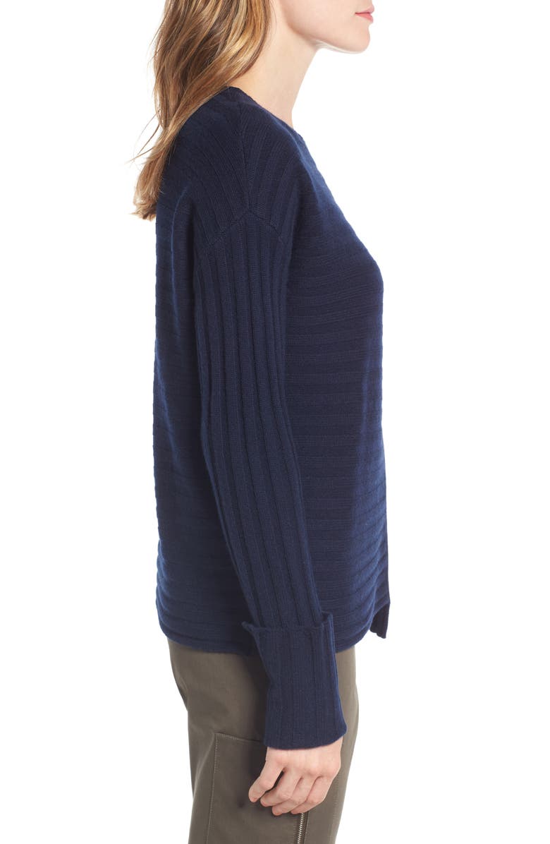 Nordstrom Signature Asymmetrical Ribbed Cashmere Sweater, Alternate, color,