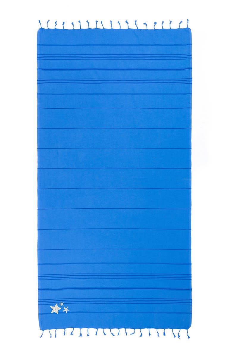 Linum Home Textiles 100% Turkish Cotton Summer Fun - Glittery Starfish Pestemal Beach Towel - Royal Blue, Main, color, 