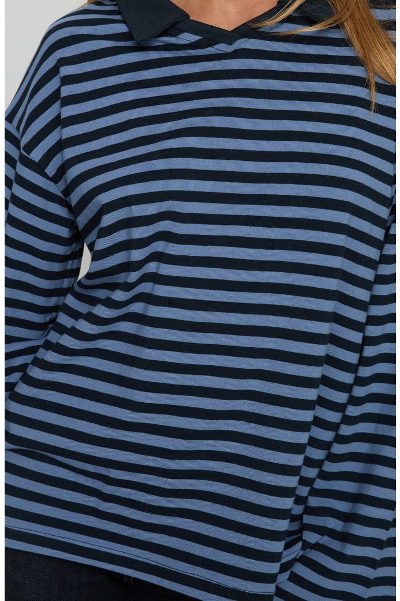 Settle Down Collared Striped Top, Alternate, color, NAVY STRIPE