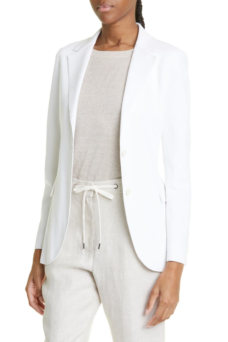 Single Breasted Cotton Blend Blazer, Alternate, color, 00 - WHITE
