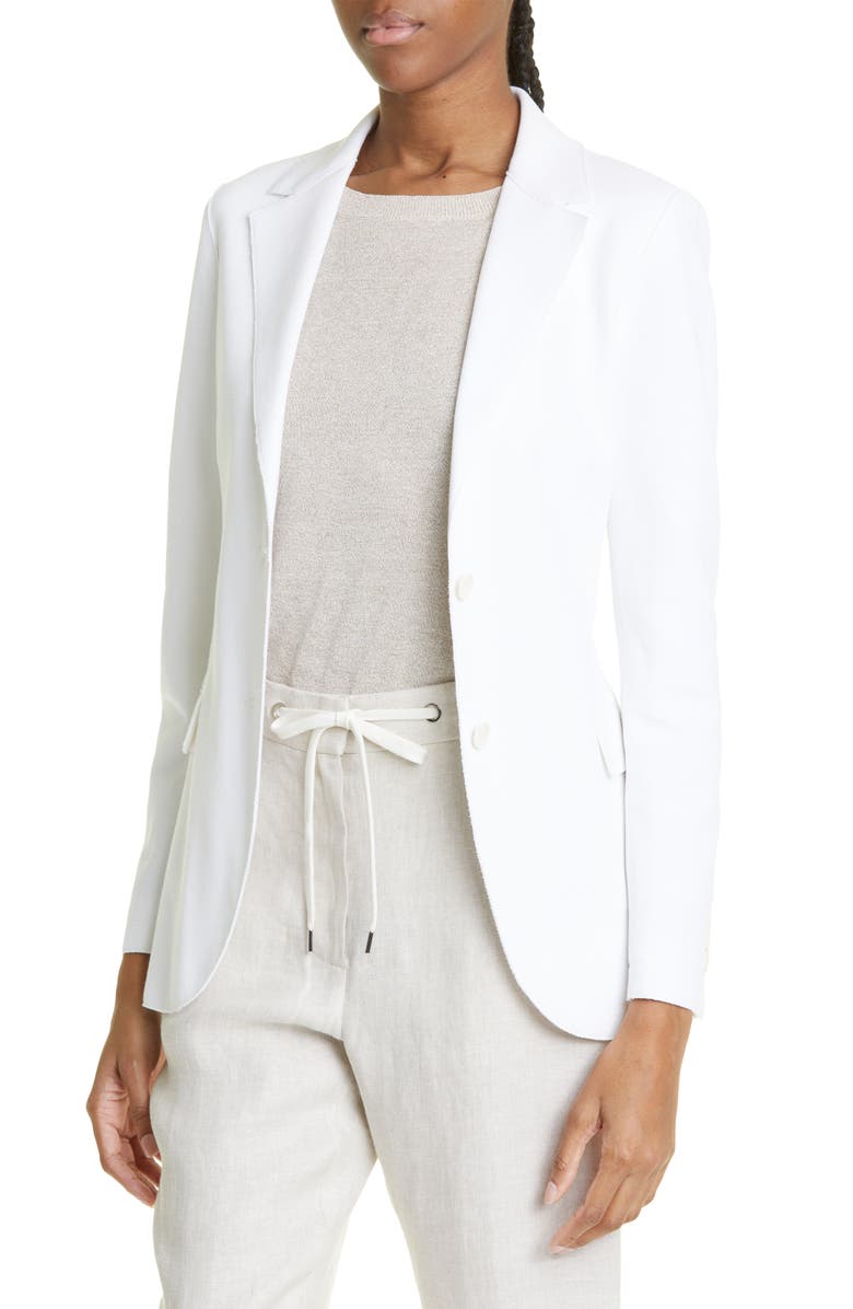Eleventy Single Breasted Cotton Blend Blazer, Alternate, color, 00 - White
