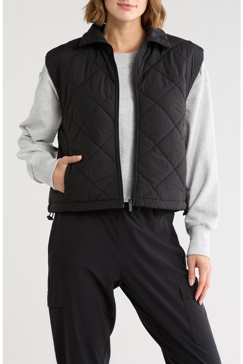 Wander Diamond Quilted Vest, Main, color, BLACK