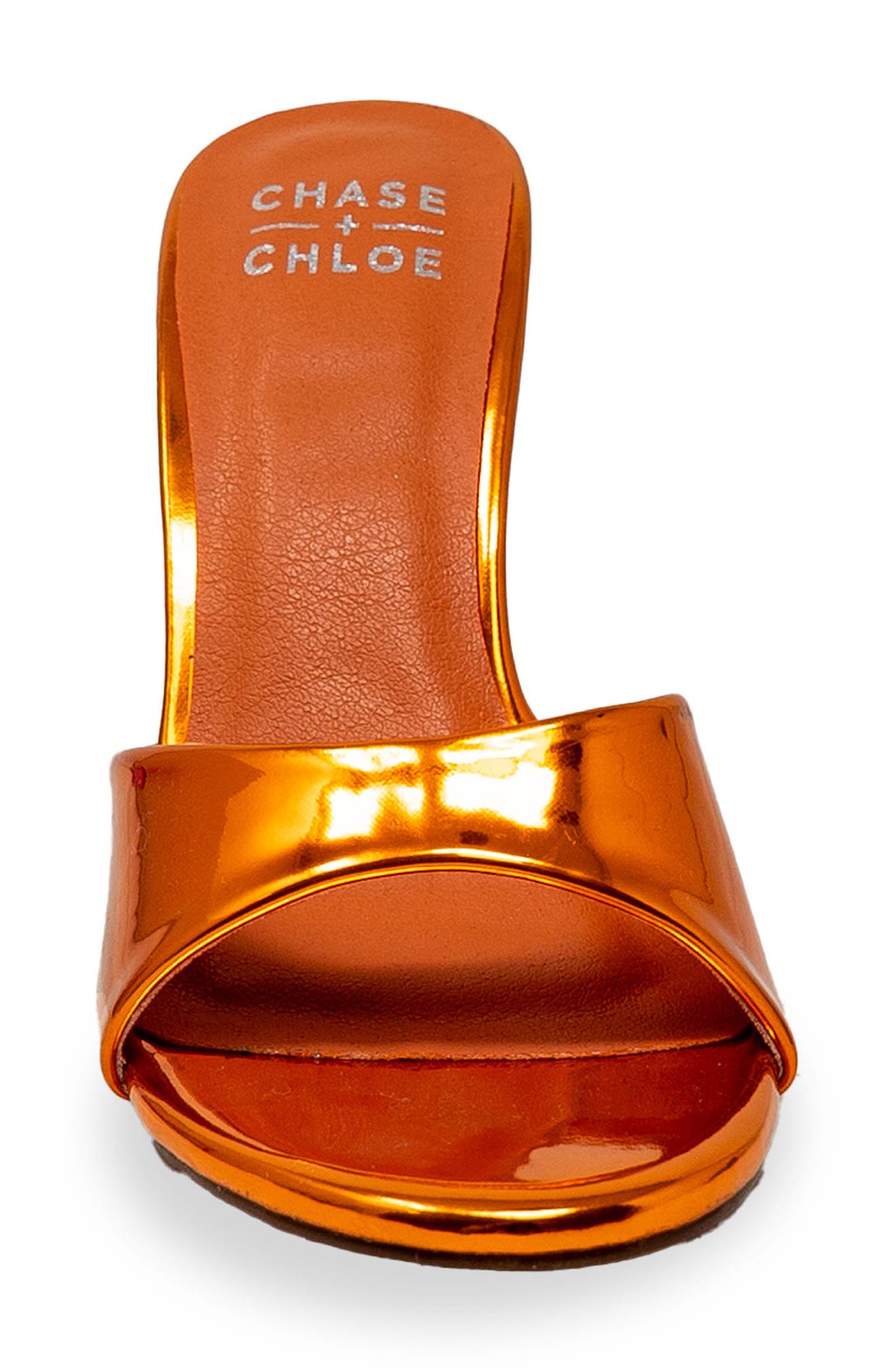 CHASE AND CHLOE Slide Stiletto Sandal, Alternate, color, Orange Mirror