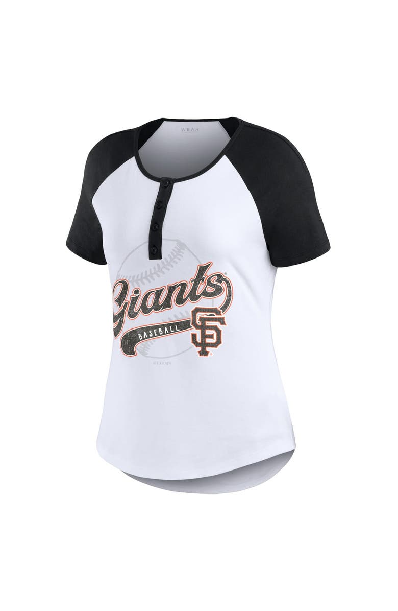 WEAR by Erin Andrews Women's WEAR by Erin Andrews White/Black San Francisco Giants Henley Raglan T-Shirt, Alternate, color, White