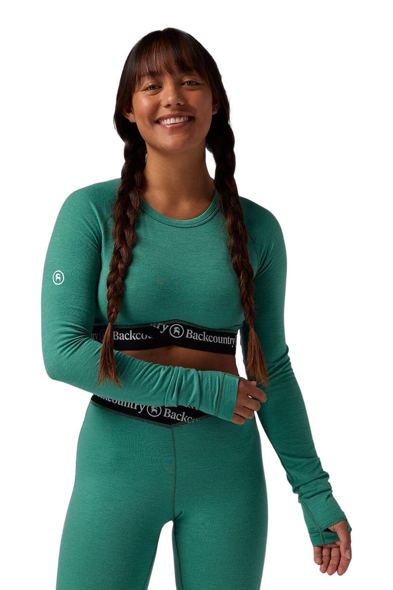 Cedars Rws Merino Lt-Wt Baselayer Crop Crew Top - Women's, Main, color, Gearhead Green
