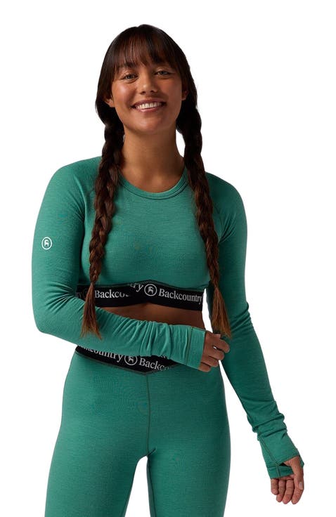 Cedars Rws Merino Lt-Wt Baselayer Cropped Crew Top - Women's