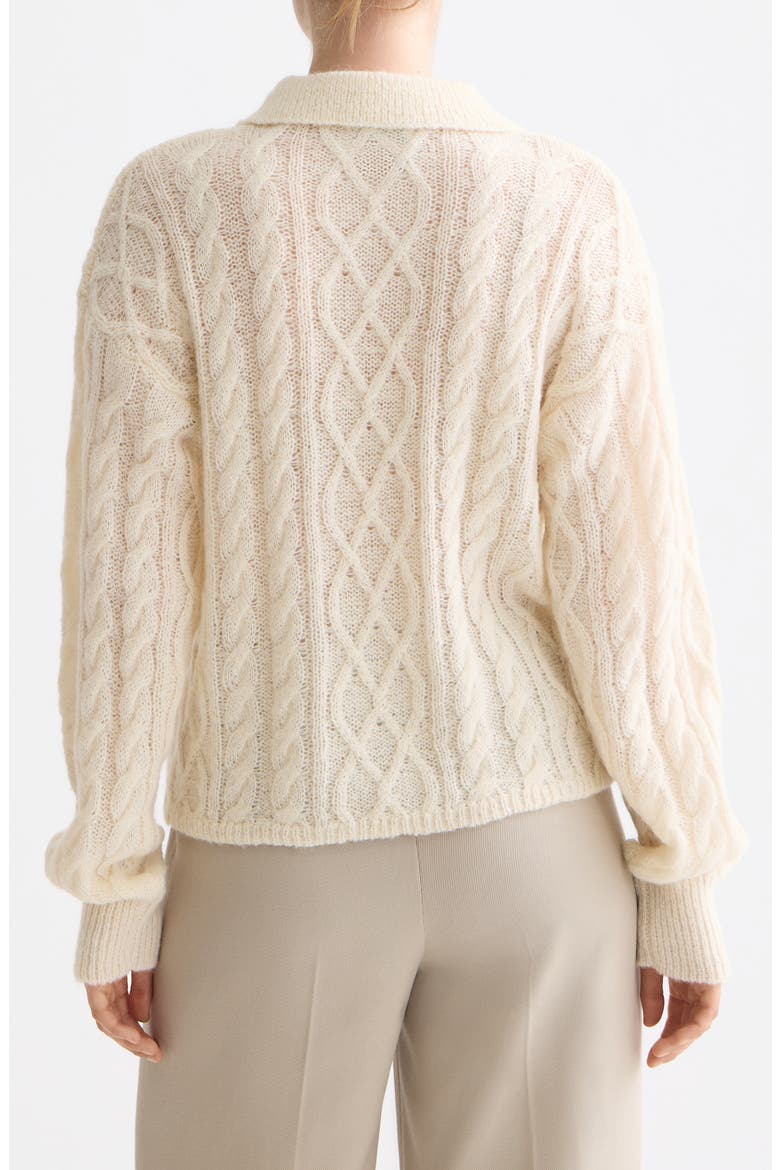 Cable Knit Polo Sweater, Alternate, color, EGGNOG