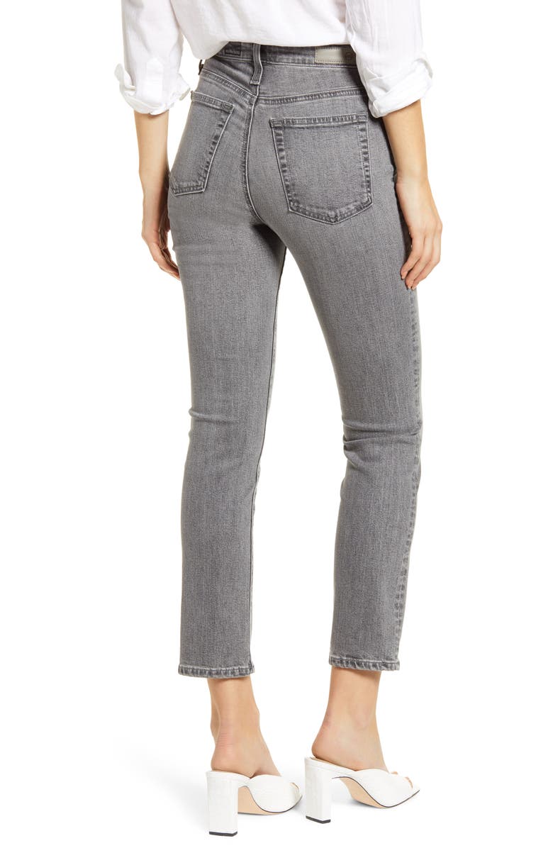AG The Isabelle High Waist Button Front Ankle Straight Leg Jeans, Alternate, color, Entity