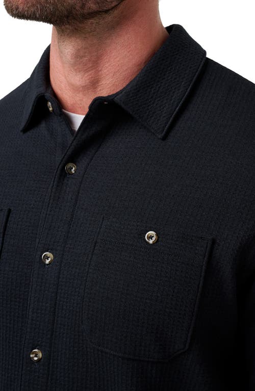 Travismathew Cloud Waffle Knit Button-up Shirt In Black